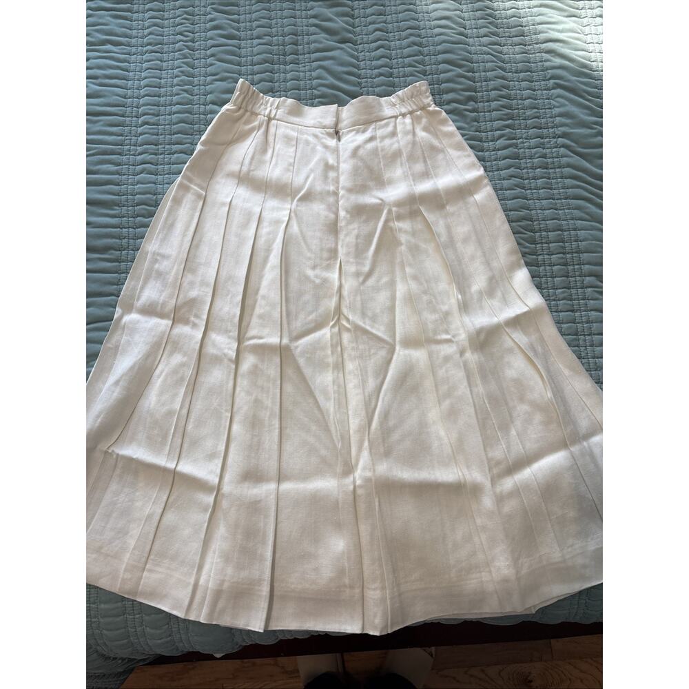 Talbots 10P Cream Vintage Pleated Skirt Tea Length EUC Businesswoman, Formal - Picture 2 of 15